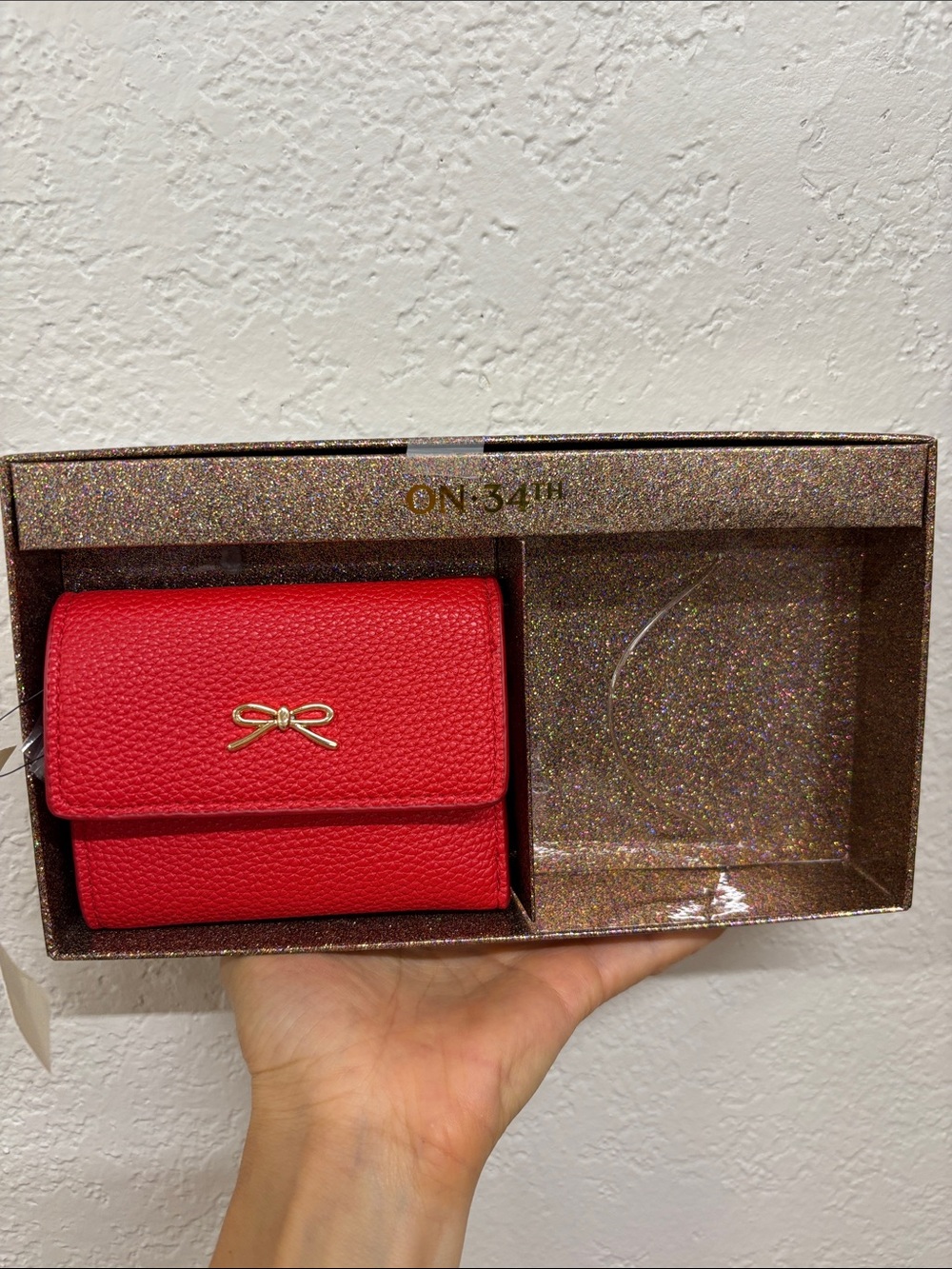 ON 34TH Red Women's Wallet with Gold Bow Accent